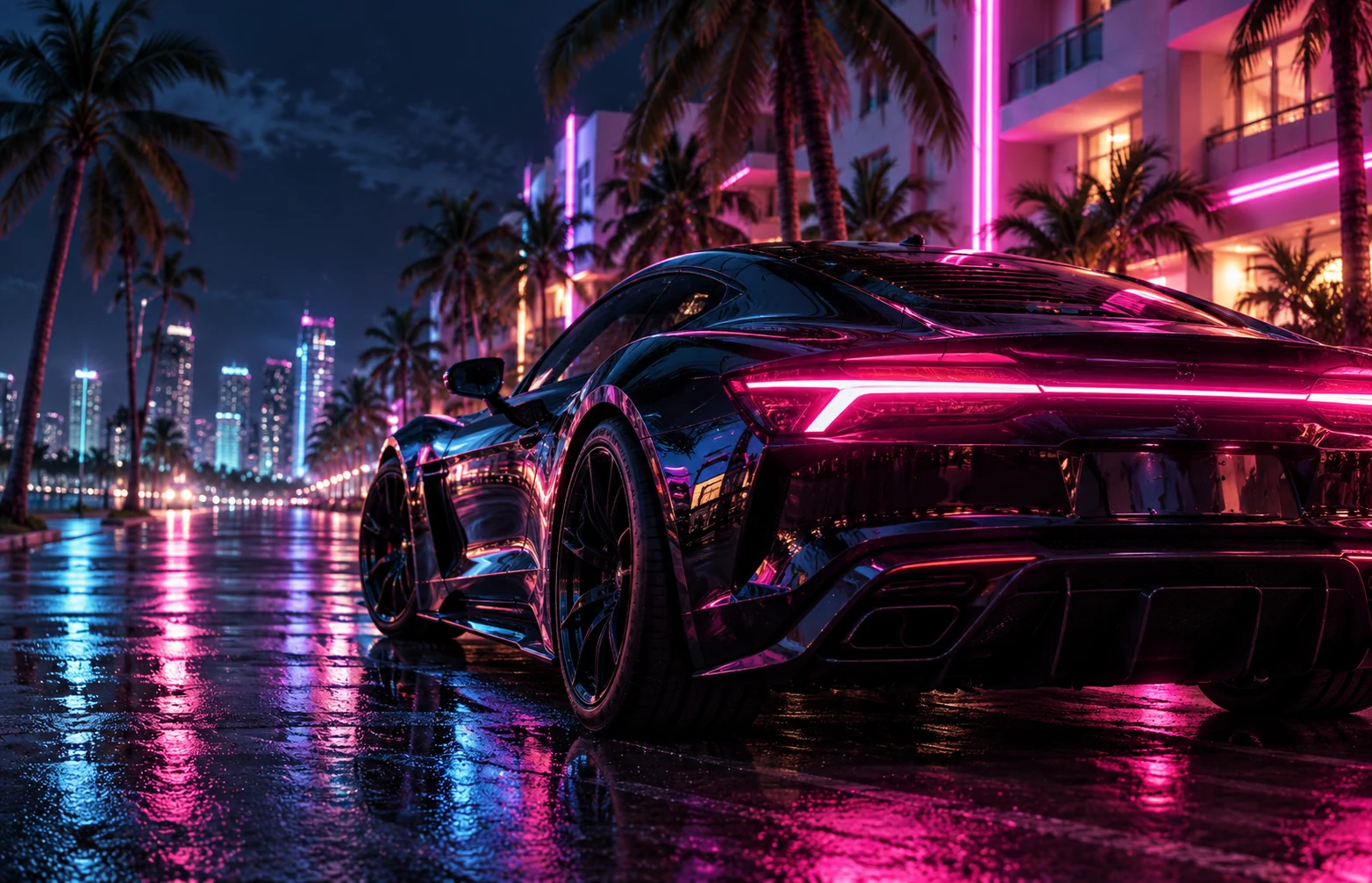 Neon sports car · concept illustration